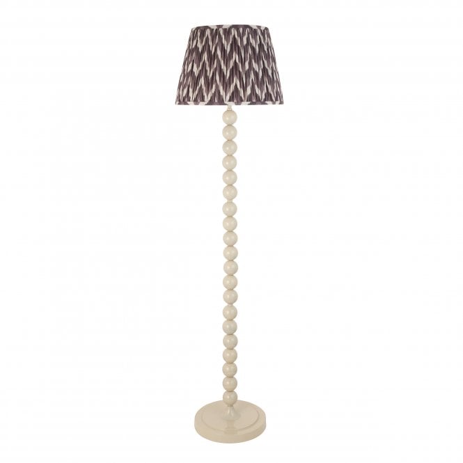 Higgledy Almond White Floor Lamp with Zigzag Shade in Pearl Grey