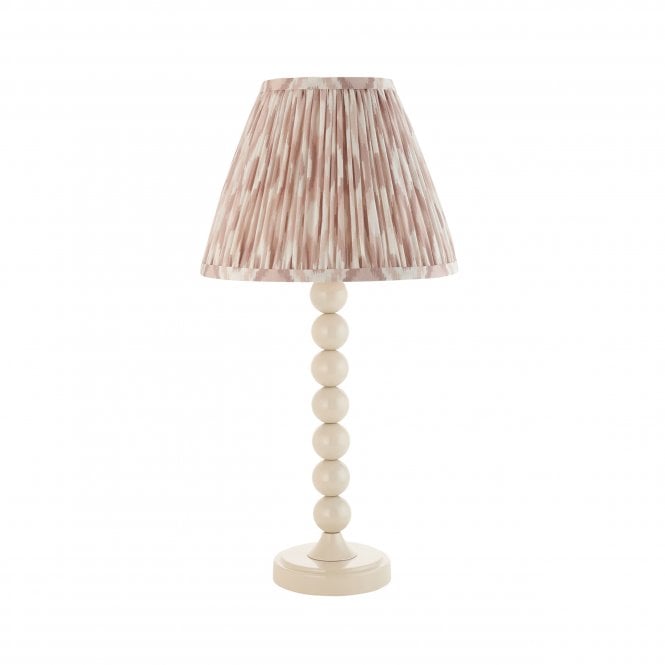 Higgledy Almond White Table Lamp with Ikat Shade in Neutral