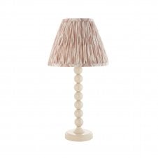 white table lamp with neutral ikat pattern tapered shade