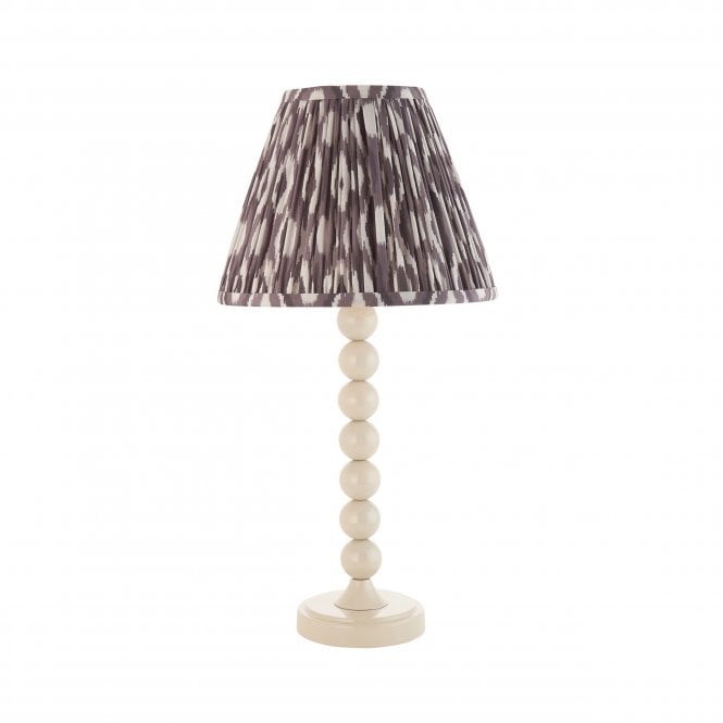 Higgledy Almond White Table Lamp with Ikat Shade in Pearl Grey