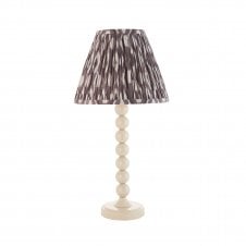 white table lamp with grey ikat pattern tapered shade