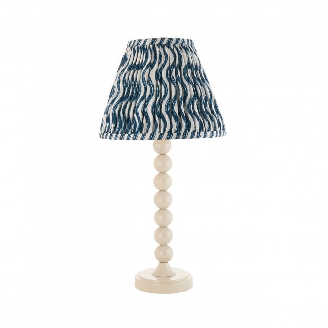 Higgledy Almond White Table Lamp with Ripple Shade in Marlin Blue