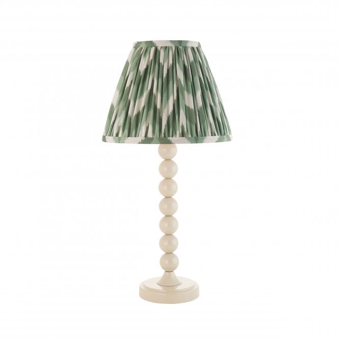 Higgledy Almond White Table Lamp with Zigzag Shade in Cotswold Green