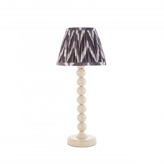 Higgledy Almond White Table Lamp with Zigzag Shade in Pearl Grey