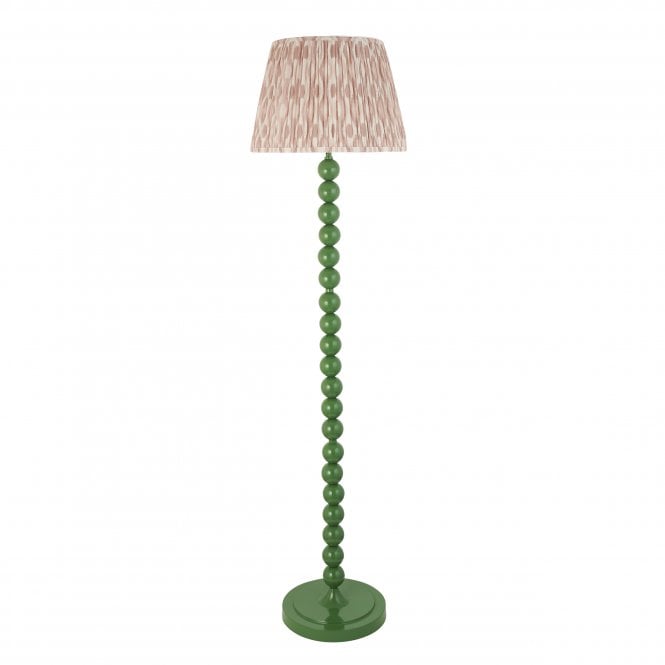Higgledy Cotswold Green Floor Lamp with Ikat Shade in Neutral