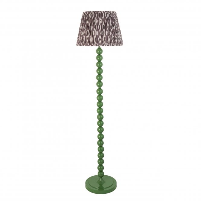 Higgledy Cotswold Green Floor Lamp with Ikat Shade in Pearl Grey