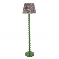 green floor lamp and tapered shade with grey ikat shade