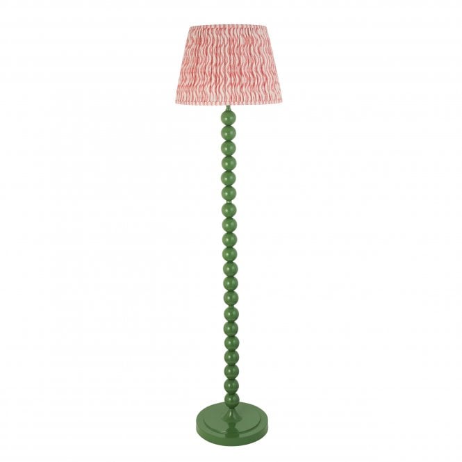 Higgledy Cotswold Green Floor Lamp with Ripple Shade in Coral Pink