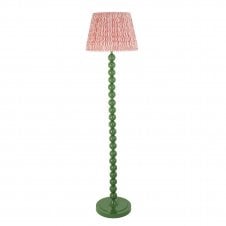 green floor lamp with pink ripple pattern tapered shade