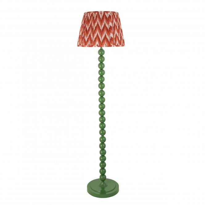 Higgledy Cotswold Green Floor Lamp with Zigzag Shade in Apricot