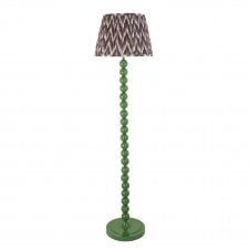 green floor lamp with grey zigzag pattern shade