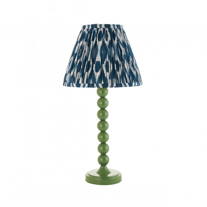 Higgledy Cotswold Green Table Lamp with Ikat Shade in Marlin Blue