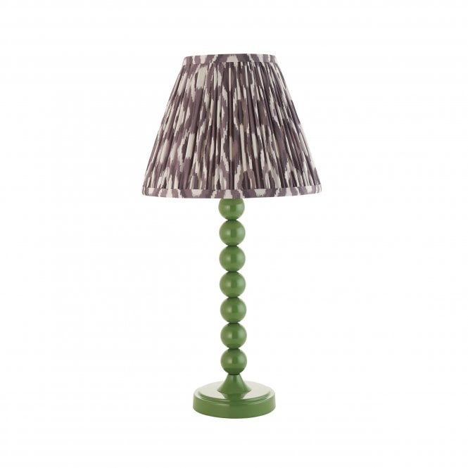 Higgledy Cotswold Green Table Lamp with Ikat Shade in Pearl Grey