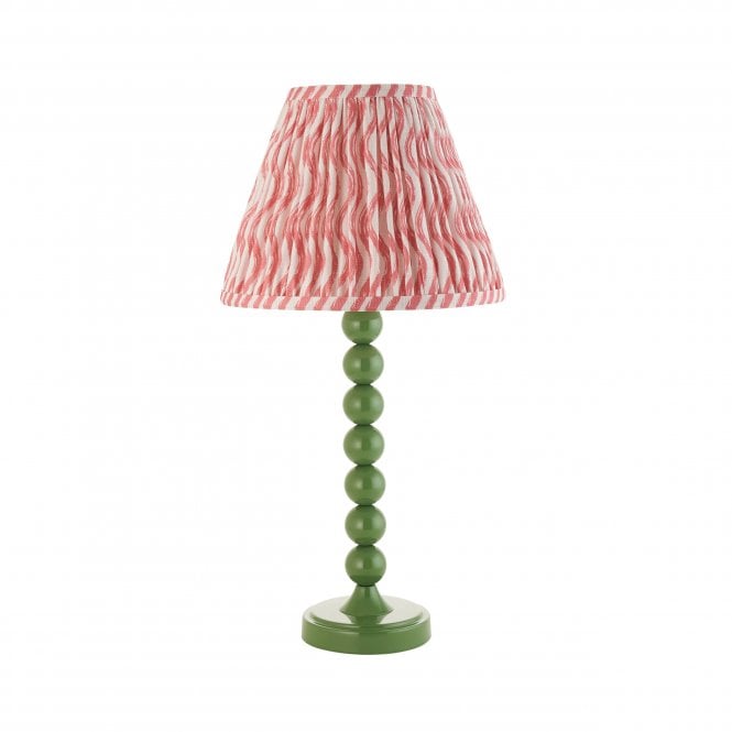Higgledy Cotswold Green Table Lamp with Ripple Shade in Coral Pink