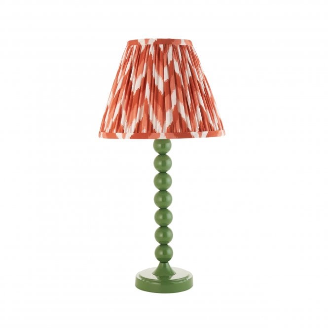 Higgledy Cotswold Green Table Lamp with Zigzag Shade in Apricot