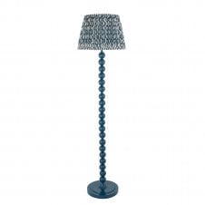 blue floor lamp with ripple pattern tapered shade