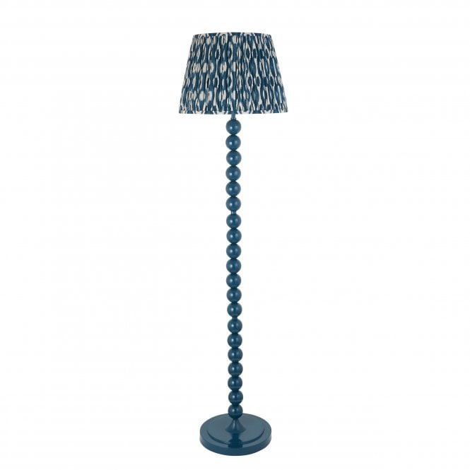Higgledy Marlin Blue Floor Lamp with Ikat Shade in Marlin Blue