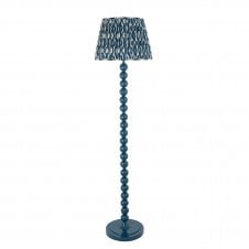blue floor lamp and ikat pattern tapered shade
