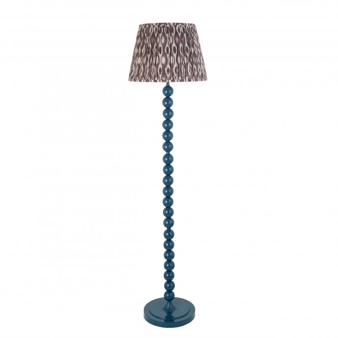 Higgledy Marlin Blue Floor Lamp with Ikat Shade in Pearl Grey