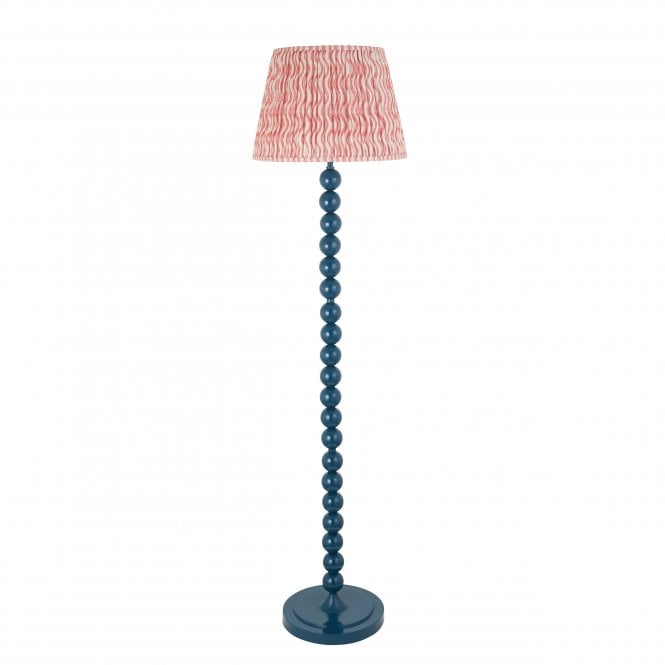 Higgledy Marlin Blue Floor Lamp with Ripple Shade in Coral Pink