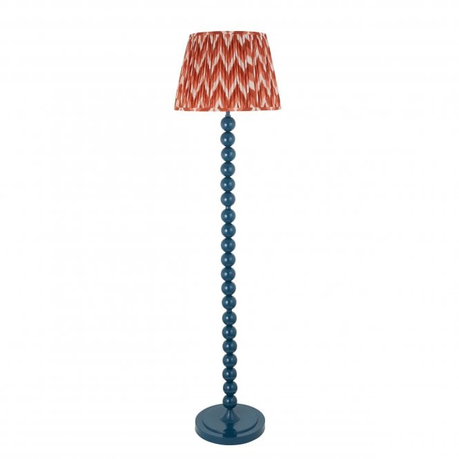 Higgledy Marlin Blue Floor Lamp with Zigzag Shade in Apricot