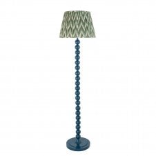 blue floor lamp and tapered shade with green zigzag pattern