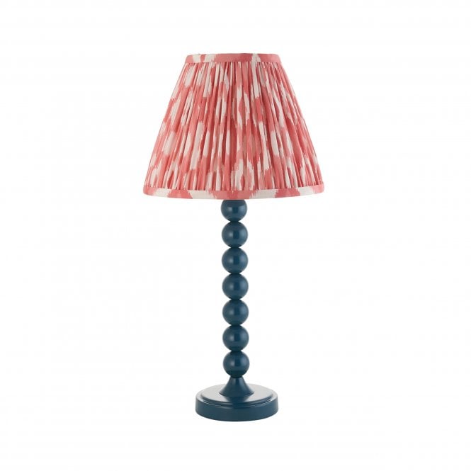 Higgledy Marlin Blue Table Lamp with Ikat Shade in Coral Pink