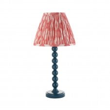 blue table lamp with ikat pattern tapered shade