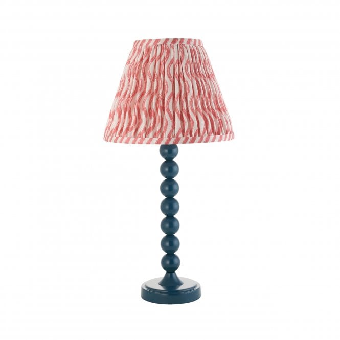 Higgledy Marlin Blue Table Lamp with Ripple Shade in Coral Pink