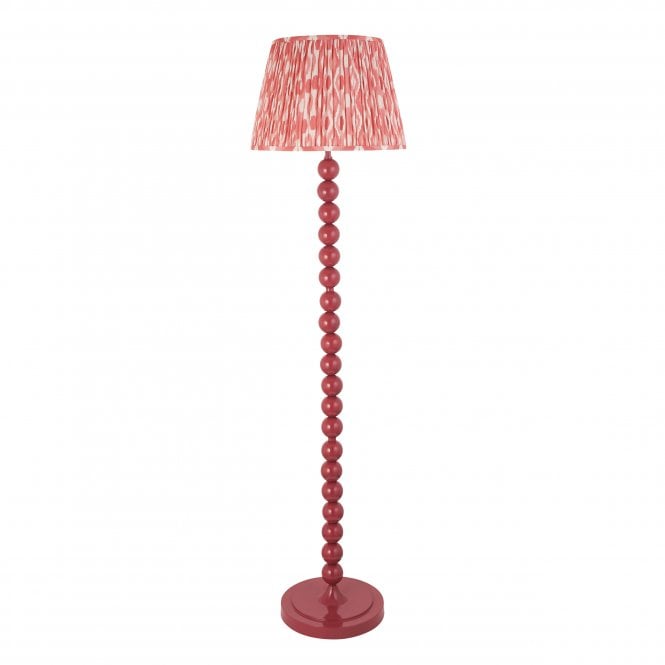 Higgledy Pink Clay Floor Lamp with Ikat Shade in Coral Pink