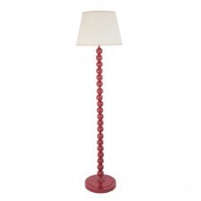 pink floor lamp with white tapered shade