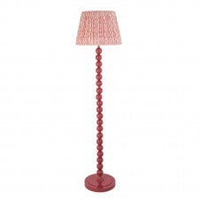 pink floor lamp with coral pink shade with ripple pattern