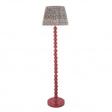 pink floor lamp with grey ripple pattern shade