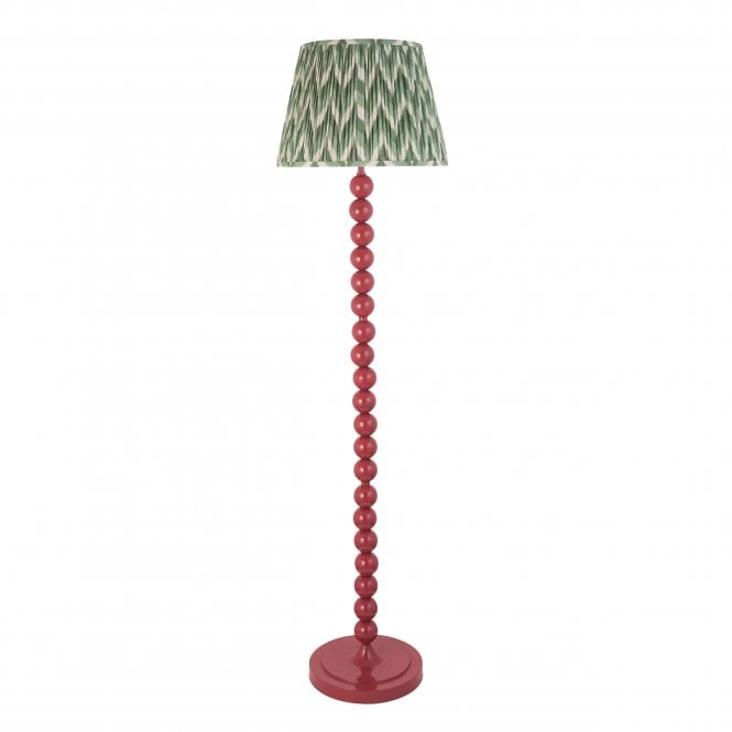 Higgledy Pink Clay Floor Lamp with Zigzag Shade in Cotswold Green