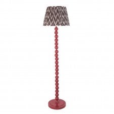 pink floor lamp with grey zigzag pattern shade
