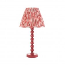 pink table lamp with ikat pattern tapered shade
