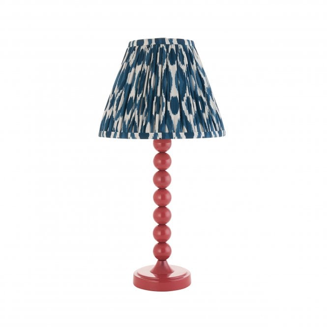 Higgledy Pink Clay Table Lamp with Ikat Shade in Marlin Blue