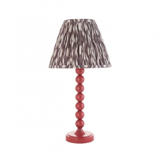 Higgledy Pink Clay Table Lamp with Ikat Shade in Pearl Grey