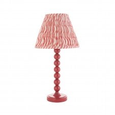 pink table lamp with coral ripple pattern tapered shade