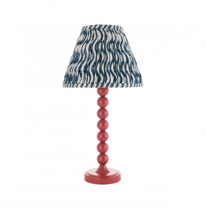Higgledy Pink Clay Table Lamp with Ripple Shade in Marlin Blue
