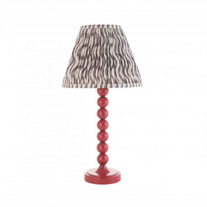 Higgledy Pink Clay Table Lamp with Ripple Shade in Pearl Grey