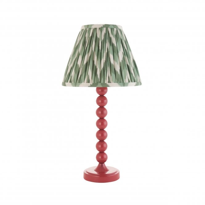 Higgledy Pink Clay Table Lamp with Zigzag Shade in Cotswold Green