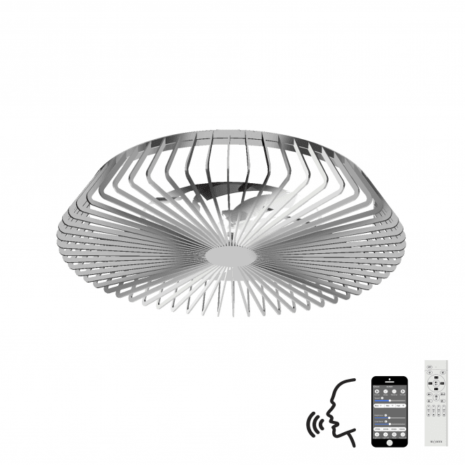 HIMALAYA 70W LED Dimmable Reversible Fan Ceiling Light Silver