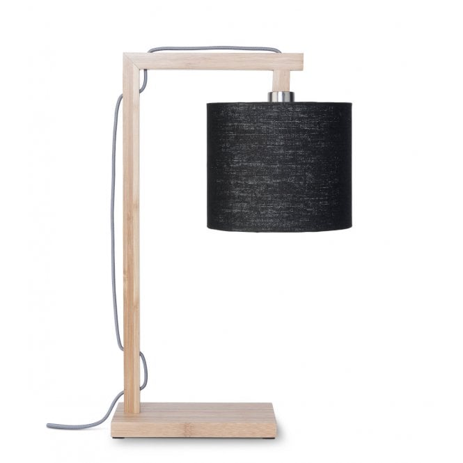 HIMALAYA Bamboo Overhang Table Lamp with Eco Linen Black Shade | Tree Planted with Every Purchase