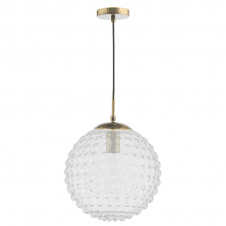 Bronze Suspension With Clear Hobnail Glass Globe Shade