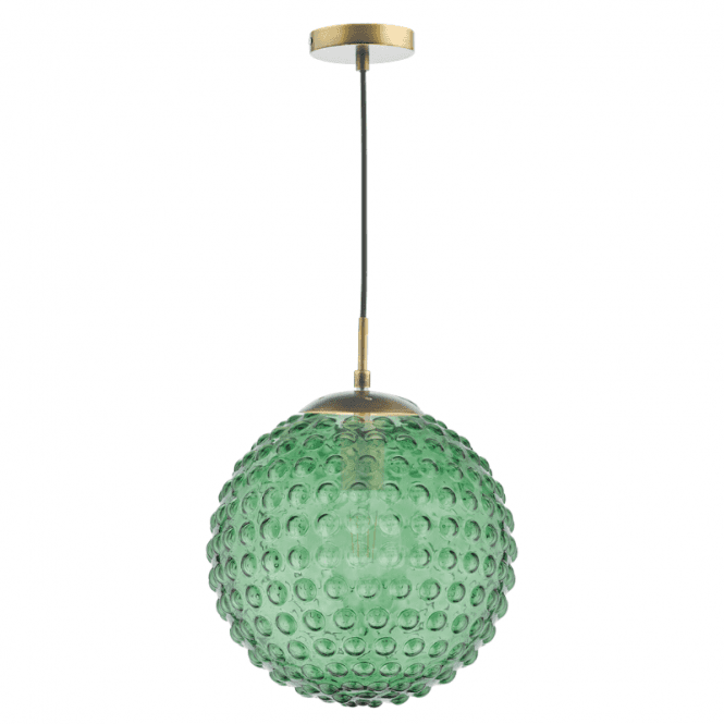 Hobnail Pendant Bronze & Green Glass
