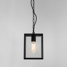 black box lantern ceiling pendant with clear glass