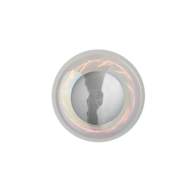 HORIZON IP44 iridescent glass flush bathroom ceiling/wall light with silver detailing (medium)