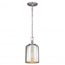 domed mercury glass ceiling pendant with brushed steel chain suspension