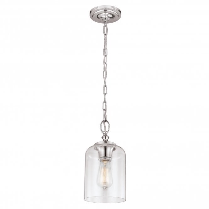 HOUNSLOW mini ceiling pendant in polished nickel with clear glass shade